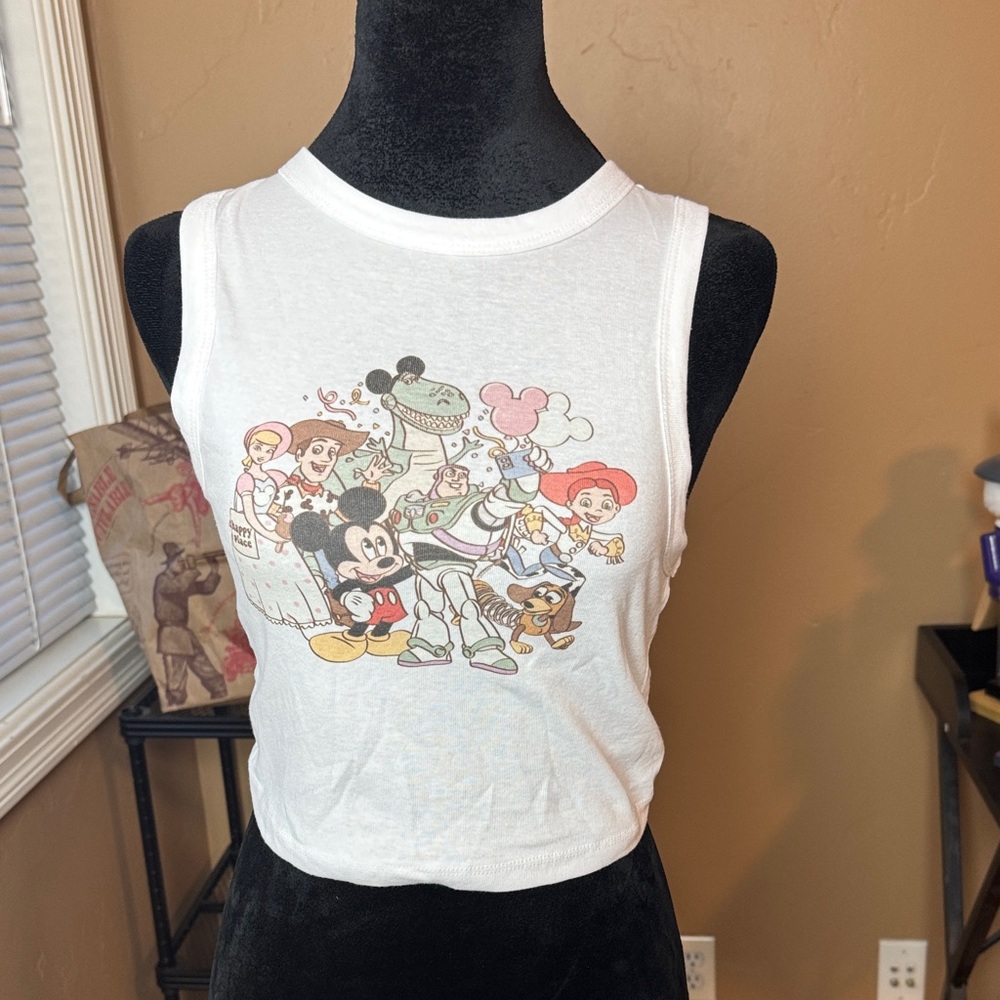 Women's White Tank Top with Iconic Characters